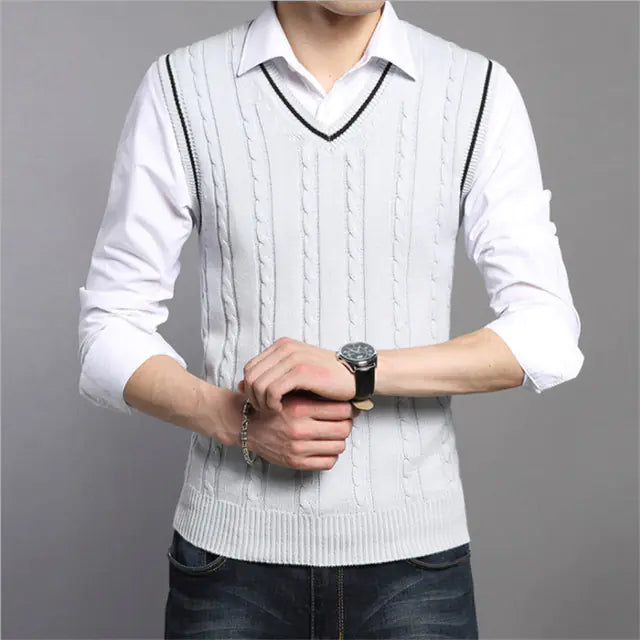 Pull sans manches tricoté homme – Leno Winter Knit