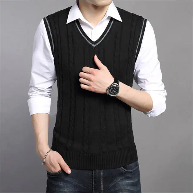 Pull sans manches tricoté homme – Leno Winter Knit