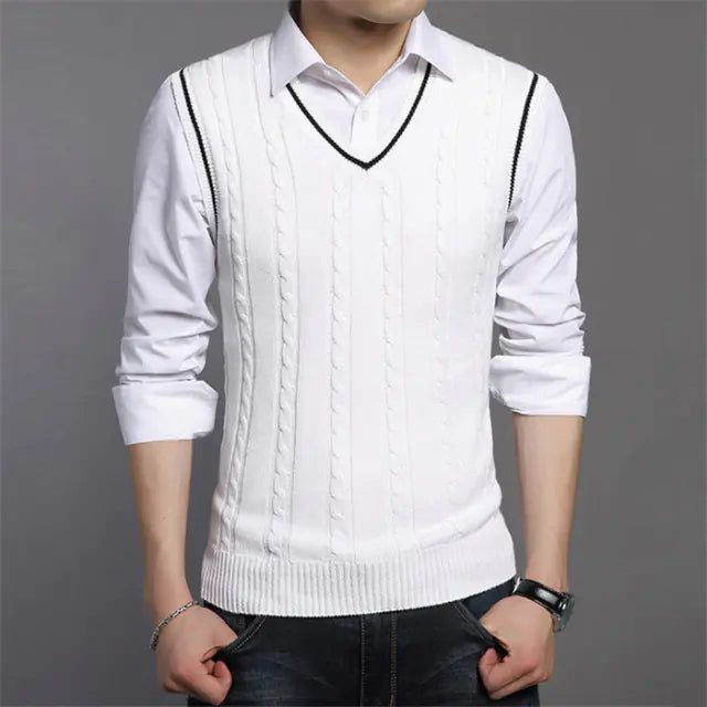 Pull sans manches tricoté homme – Leno Winter Knit