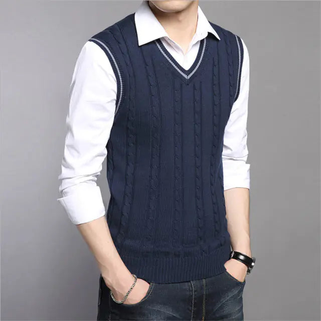 Pull sans manches tricoté homme – Leno Winter Knit